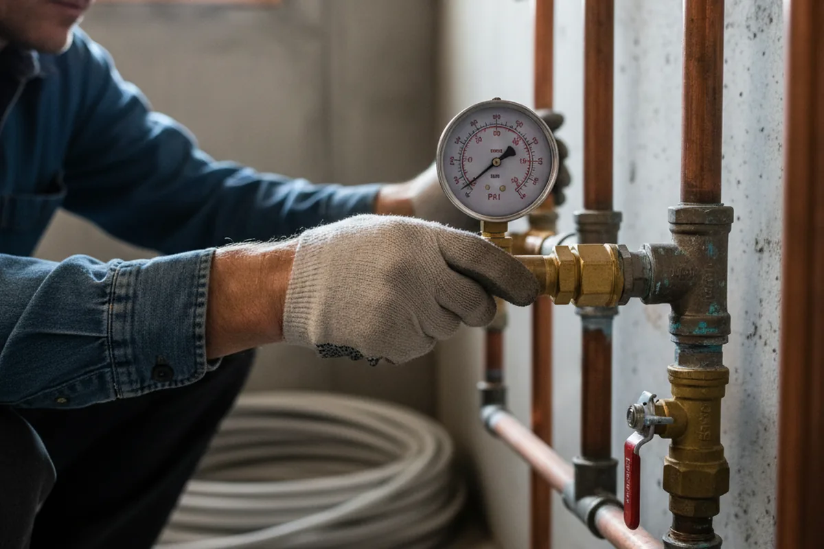 Pressure testing a repaired line during Water Line Repair in Thiells